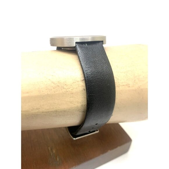 Lexon Takashi Kato Tao Unisex Watch Quartz Silver Dial Black Leather Band 36mm - Picture 11 of 13